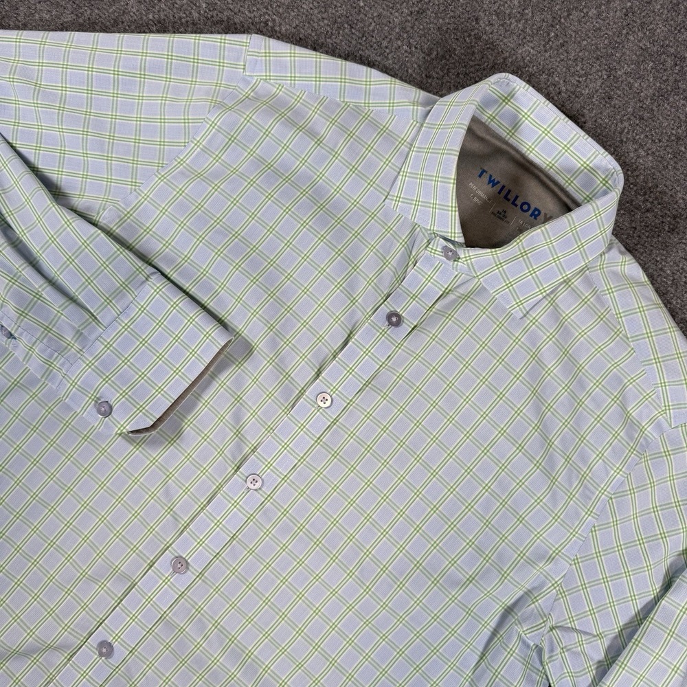 Twillory Shirt Men 16/34-35 Tailored Fit Performance Stretch Nylon‎ Blend Check